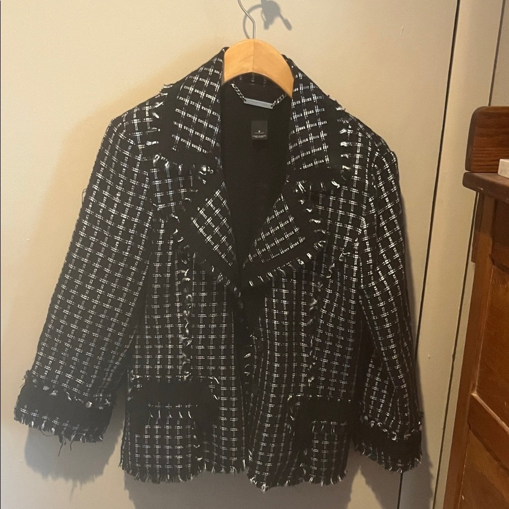 White House Black Market Black and White Checkered Blazer